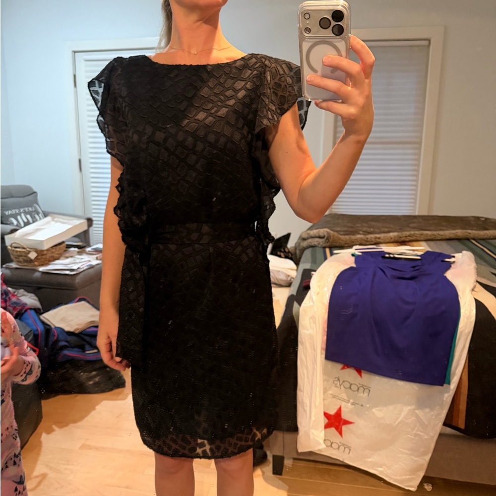 Michael Kors Black Textured Midi Dress
